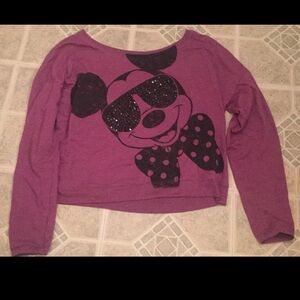 Disney Mickey Mouse Women’s Medium Purple Long Sleeve Tee with Cartoon Design